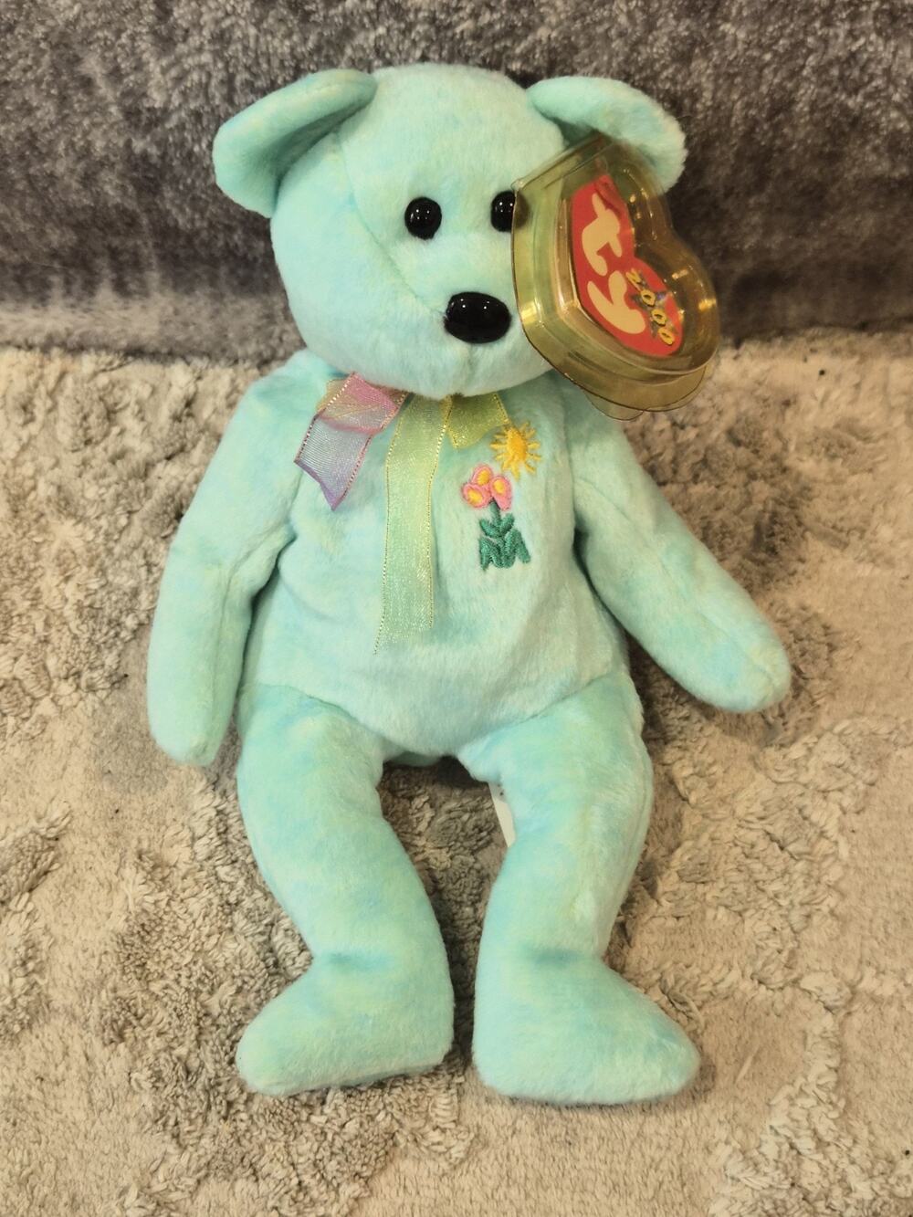 Ty Beanie Buddy Ariel Bear Beanbag Plush Toy Tie Dye Blue w/ Tags 2001 14" MWMTs